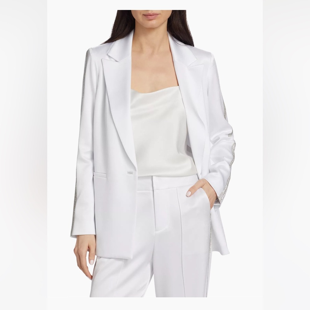 Alice and Olivia white satin blazer